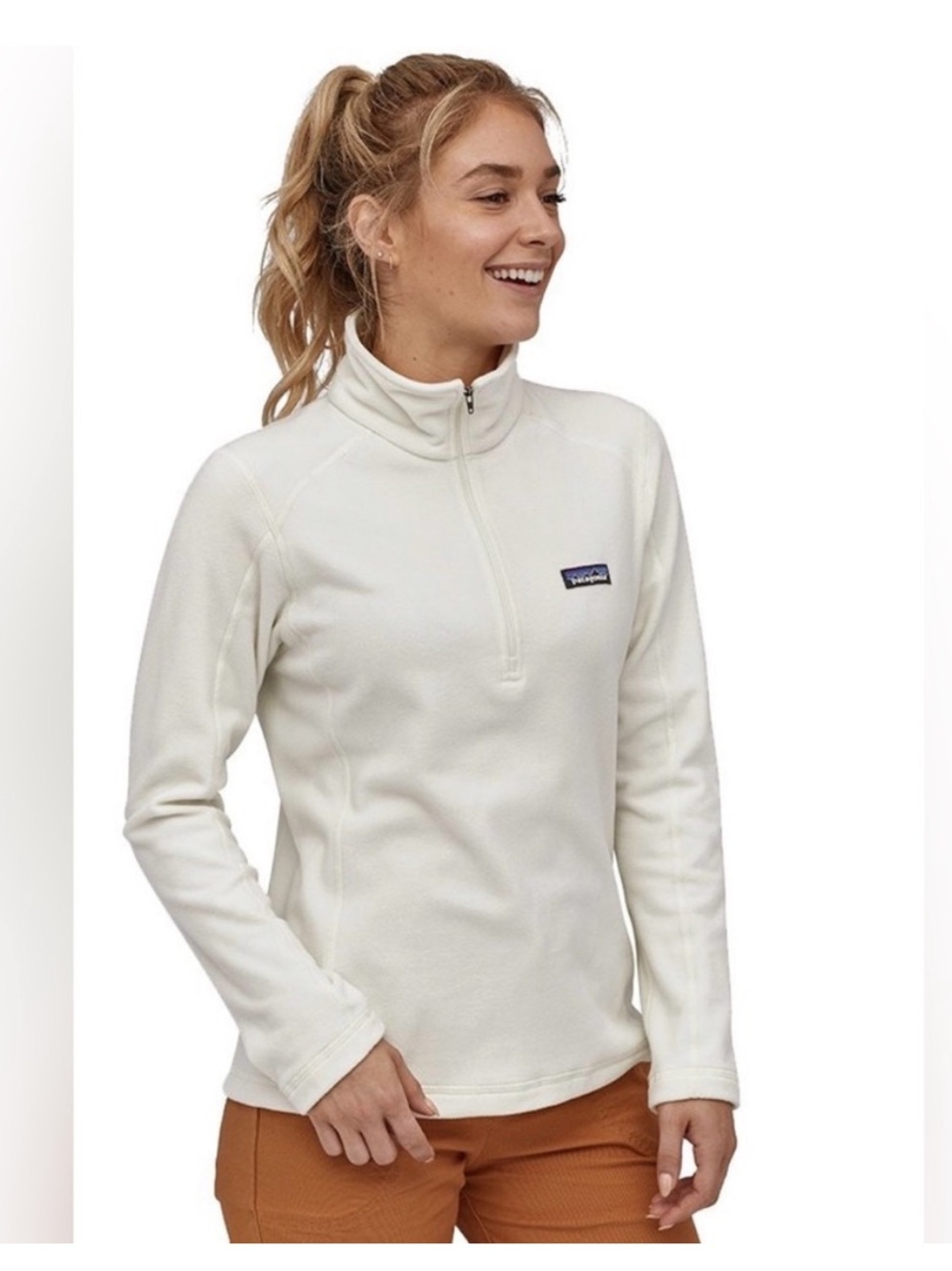 Patagonia Women's micro D white Half-Zip Fleece Pullover outdoor hiking Sz large - Picture 10 of 10